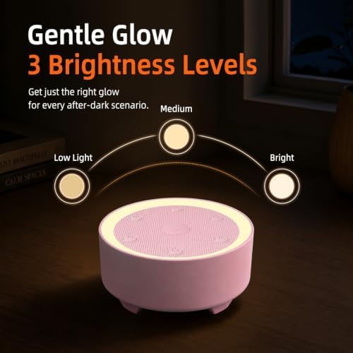 Kipcush White Noise Machine for Sleeping, Baby & Adults, High-Fidelity Non-Looping Sounds, Sleep Sound Machine with Dimmable Night Light, USB Powered, Memory Function, Home, Nursery & Travel - Image 4