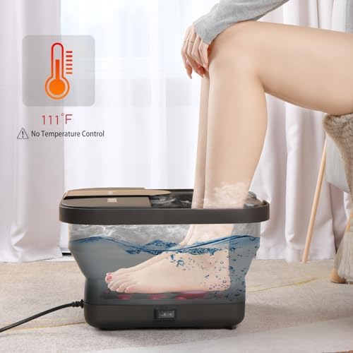 Beinilai Collapsible Foot Spa,Foot Bath with Heat and Massage and Bubble Jets,Foot Soak Tub with Six Non Motorized Rollers,Acupressure Massage Points,Red Light and Removable Pumice Stone - Image 3