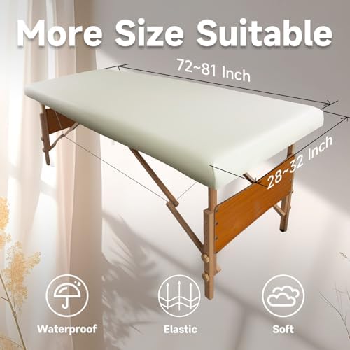 Leather Cover for Massage Table Wipeable Massage Bed Protector Cover Made of 4-Ways Elastic 100% PU Waterproof Material, Machine Washable, Fit Rectangular Tables 28-32" Wide (White, 1Pcs) - Image 6