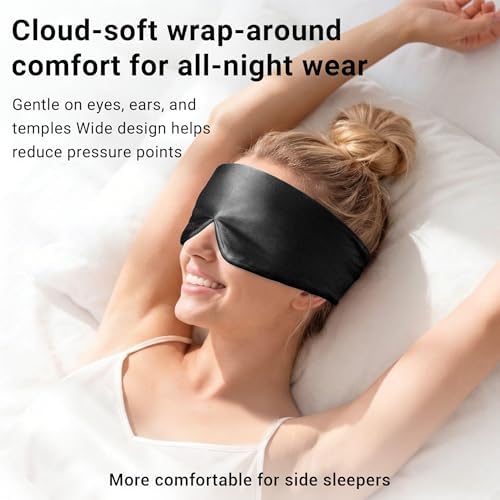 Silk Sleep Mask for Side Sleepers, Eye Mask for Sleeping Women Men, Face-Hugging Padded Eye Cover, 100% 22 Momme Pure Mulberry Silk, Soft Light Blocking Mask for Travel, Naps & Shift Workers (Black) - Image 6