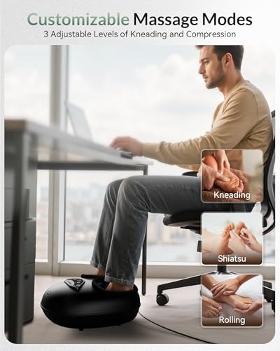 Snailax Shiatsu Foot Massager with Heat, Deep Kneading Rolling Compression Feet Massager for Plantar Fasciitis Neuropathy, 3 Heating Levels,3 Timer Option Fits Size up to 14“ Gifts for Men,Women - Image 5
