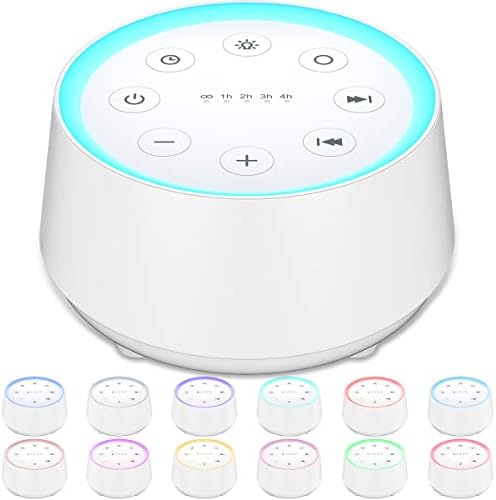EasyHome Sleep Sound Machine White Noise Machines with 30 Soothing Sounds 12 Adjustable Night Light 10 Adjustment Brightness 32 Levels of Volume 5 Timers and Memory Function Kid Adult Travel by EasyHome