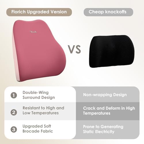 FLORICH Large Car Seat Cushion and Lumbar Support Pillow, Ergonomic Memory Foam Driving Seat Cushion for Back & Sciatica Pain Relief, Non-Slip Washable Seat Cushion for Car, Driver, Office-Pink - Image 5