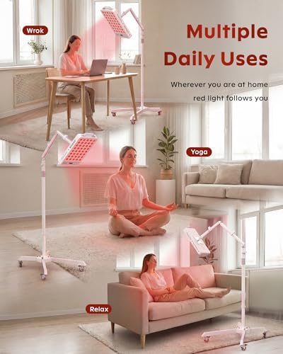 SOLRA SR40 Red Light Therapy Panel with Magnetic Mount & Floor Stand, 660nm 850nm Near Infrared LED Light Lamp for Face & Body, 200W Dual Chip, Adjustable Height, Low EMF, Timer, Home Use - Image 5