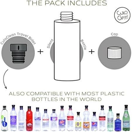 CuloClean Portable Bidet for Toilet or Travel (Black). Peri Bottle for Men and Women. Handheld Spray. Bath Essentials (CuloClean + Bottle, 1pcs Black) - Image 3
