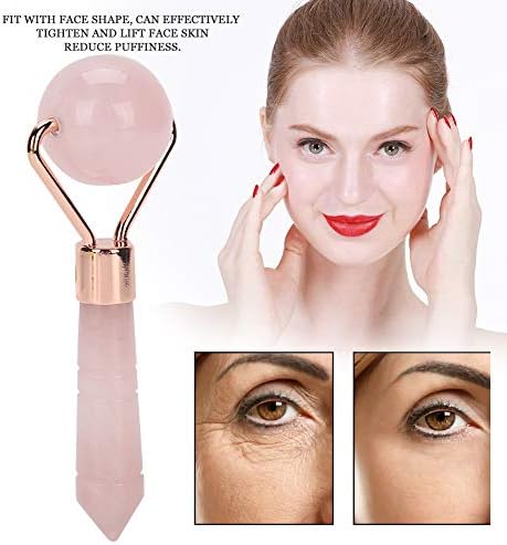 Rose Quartz Facial Roller, Gua Sha Jade Roller, Face Massager, Anti-Aging Face Roller with Handle for Women, Pink Skin Roller, Natural Beauty Skin Care Tool to Reduce Wrinkles and Relax Face Muscles - Image 2