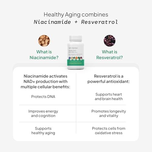 SELF NUTRITION NAD+ Resveratrol Supplement for Women – Healthy Aging Formula with CoQ10, Biotin, Turmeric & Vitamins A, C, E – Supports Energy, Skin & Longevity – 60 Capsules. Made in USA. - Image 3