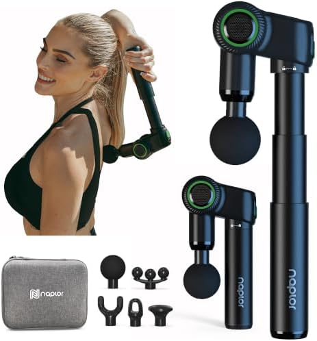 3-in-1 Foldable Massage Gun Deep Tissue with Extension Handle by Naplor