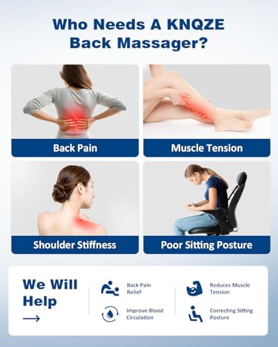 KNQZE Back Massager for Pain Relief Deep Tissue, Shiatsu Walking Massage with Heat for Neck, Shoulder, Leg, Rolling Lower Back Massager for Chair with 3 Intensities, Gifts for Men Women Mom Dad - Image 6