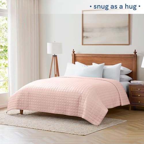 YnM Cooling Weighted Blanket for Adults, 40lbs Heavy Bed Throw Comforter with 100% PE Fabric, Ideal for Hot Sleepers or Summer Days(88x104 Inches for Queen/King Bed, 40 Pounds, Pink) - Image 4