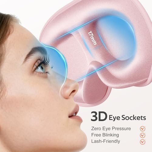 Vynix® Sleep Mask for Women Men - 100% Blackout Eye Masks for Sleep - 3D Soft Sleeping Mask for Side Sleepers - Zero Pressure Lash Extensions Eye Cover Shade for Airplane Travel Essentials, Pink - Image 3