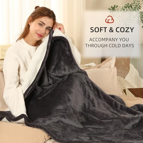 ESTINGO Heated Blanket Electric Blanket Twin Size, Fast Heating Blanket with 5 Heating Levels & 10 Hours Auto Off, Heated Throw Blanket with Overheat Protection for Bedding, 62"x84", Dark Gray - Image 3