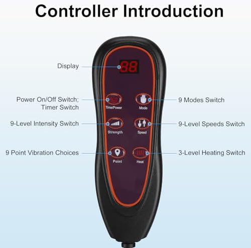 Moclever Full Body Massage Mat with Heat - 10 Motors, 3 Heat Pads, 9 Modes for Back & Leg Pain Relief - Electric Massage Pad with Lumbar Pillow - Image 7