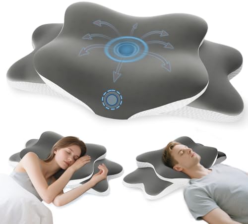 Cervical Neck Pillow for Neck and Shoulder Pain Relief, Memory Foam Pillow, Ergonomic Contour Side Sleeper Pillows, Soft Cooling Orthopedic Pillow for Side Back Stomach Sleepers (Grey) by Unknown