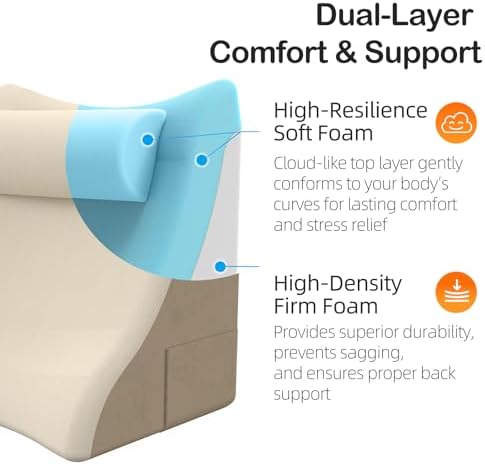 Vekkia 21” Back Rest Pillow with Dual-Layer Foam for Reclining and Sitting - Image 4