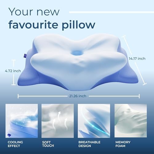 Derila Ergo Cervical Neck Pillow for Sleeping Pillow Contour Memory Foam Pillows for Back, Side Sleeper Pillows 21.25 x 14.17 x 4.72 inches - Image 3