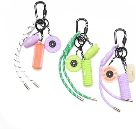 15PCS Fitness Yoga Keychain Set, Gym Accessories with Weight Plate Bottle Large Foam Roller Loops Clips for Keys Bags by HEYTRCO