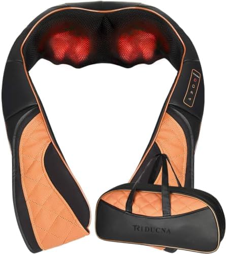 TRIDUCNA Shiatsu Neck Shoulder Back Massager with Heat, Electric Massage Pillow with Deep Tissue Kneading for Lower Back, Calf, Leg Massage - Use at Home, Office, and Car (Black Brown) by TRIDUCNA