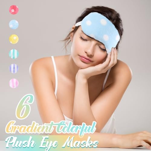 Cuffbow 6 Pack Fuzzy Sleep Masks Plush Eye Mask,Lazy,Bright - Image 4