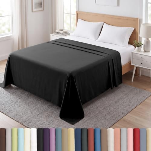 XL Oversized King Flat Sheet Only 132x110 California King Flat Sheet Black by SouthshoreFineLivingInc