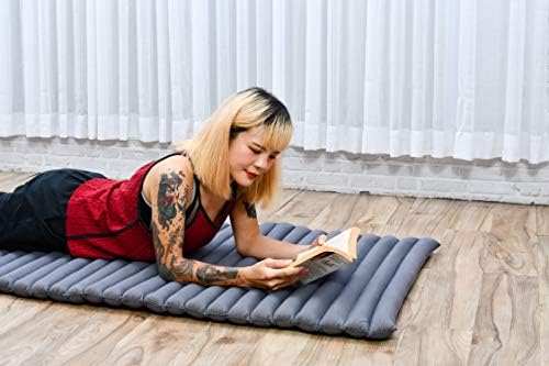 Leewadee - Foldable Floor Mattress - Japanese Roll Up Futon -Trifold Tatami Mat- Guest Floor Bed - Camping Mattress - Thai Massage Mat, Kapok Filled, 75 x 28 inches, Anthracite - Image 6