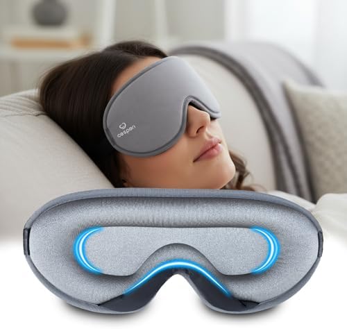 3D Sleep Mask for Women & Men, 100% Blackout Eye Mask for Sleeping, Zero Pressure Deep Sleep Blindfold with Adjustable Strap for Side Sleepers, Airplane Travel, Silver Grey by Cesperi%C2%AE