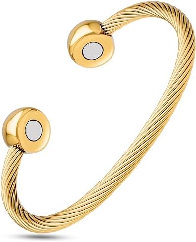 MagnetRX® Twisted Cable Magnetic Bracelet Cuff (Gold, Medium) by MagnetRX