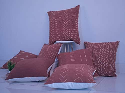 Trade Star 100% Cotton Throw Cushion Cover Designer Cushion Cover Handmade Square Pillow Case Authentic Mudcloth Bed Cushion Case (Rust NOVA 18X18 INCHES) - Image 6
