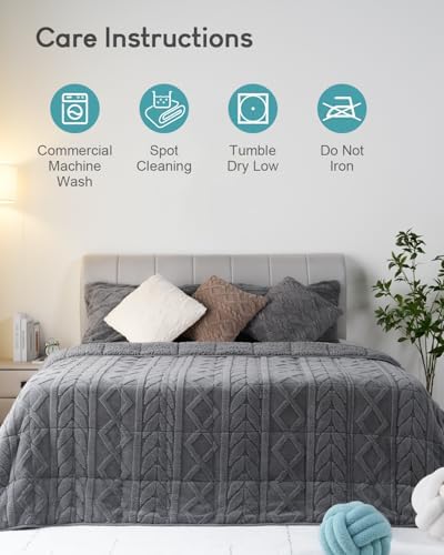 Cottonblue Weighted Blanket for Adults Queen Size 15 lbs 60x80in Ultra Soft - Image 6