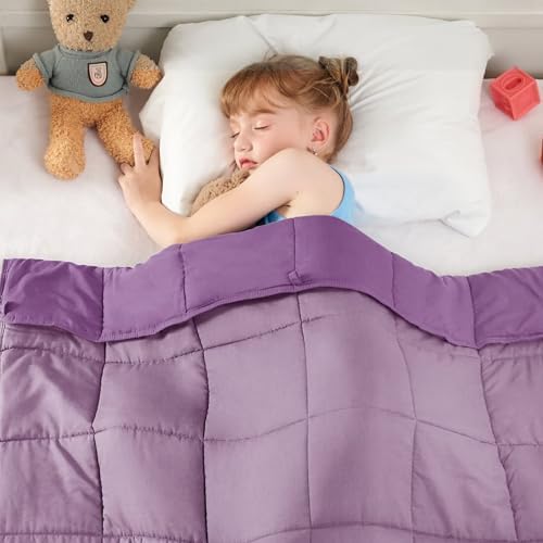 yescool Purple Weighted Blanket 5 Pounds Cooling Weighted Lap Blanket, Heavy Blanket, Weighted Throw Blanket for 5+ Years 40-60lbs, 40"x60" by yescool