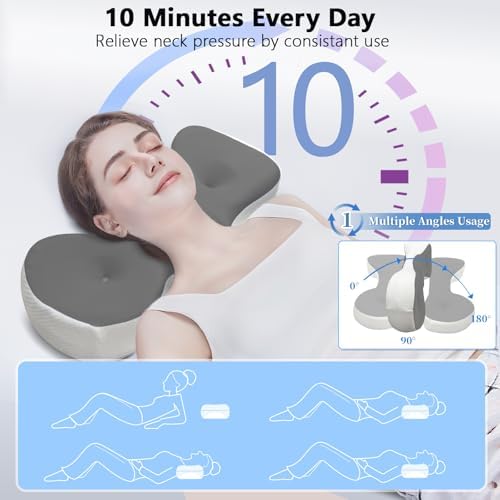 Cervical Neck Roll Pillow, Say Goodbye to Neck Pain, Travel Neck Support Pillow for Side Sleepers, Ergonomic Memory Foam Camping Pillow, Cervical Traction Device with Storage Bag - Image 3