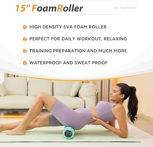 5 in1 Foam Roller Set High Density 15" Foam Roller for Muscle Recovery - Image 3
