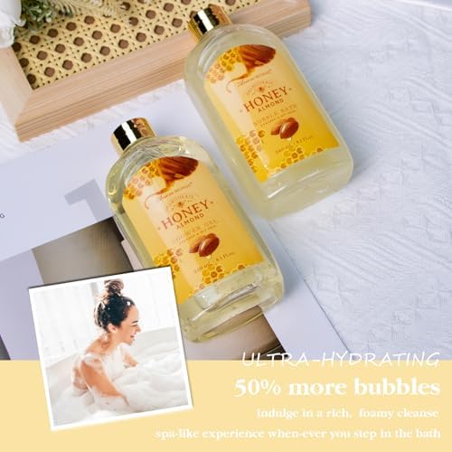 Birthday Gifts for Women, Honey Almond Spa Gift Baskets Bath Set for Women - Image 3