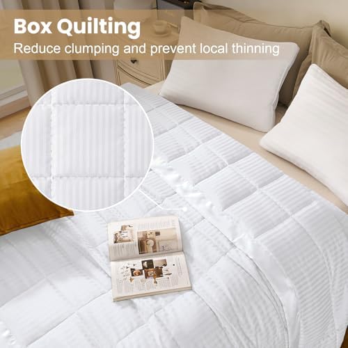 downluxe King Size Blanket with Satin Trim, Lightweight Down Alternative King Blanket for All Season, Machine Washable (White, 108 x 90 Inch) - Image 2