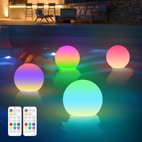 LOFTEK 3-inch Floating Pool Lights, Rechargeable LED Ball Light w/Remote by LOFTEK