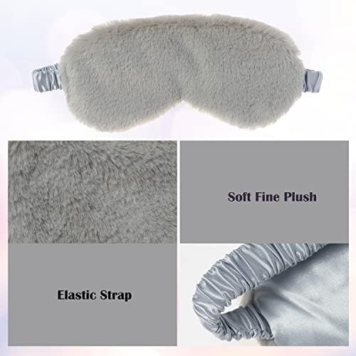 RAYNAG 4 Pack Plush Eye Mask Soft Sleeping Blindfold Eye Cover for Sleepover Gift Birthday Party Favors, Comfortable Silky Fabric on the Back, Cozy, Fluffy and Furry #1, 4 Colors - Image 5