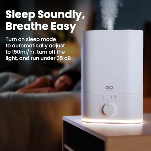 Everlasting Comfort 6L Top Fill Humidifier for Bedroom – Quiet, Easy to Fill & Clean, 60HR Runtime, Night Light, Timer, Ultrasonic Cool Mist, Auto Shut-Off for Indoor Use- White - Image 7