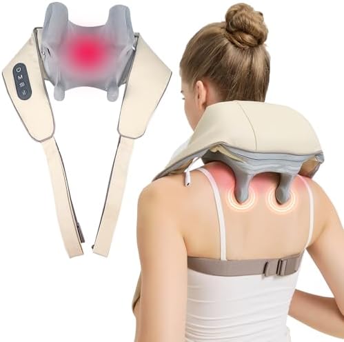 4D Wireless Deep Tissue Kneading Neck Massager with Heating Function, Shiatsu and Shoulder Massager Pillow,Back and Leg Pain Relief, Body Muscle Pain Relief, Perfect Gifts for Men Women. by Unknown