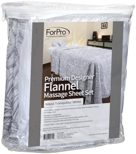 ForPro Designer Flannel 3-Piece Massage Sheet Set, Island White - Image 4