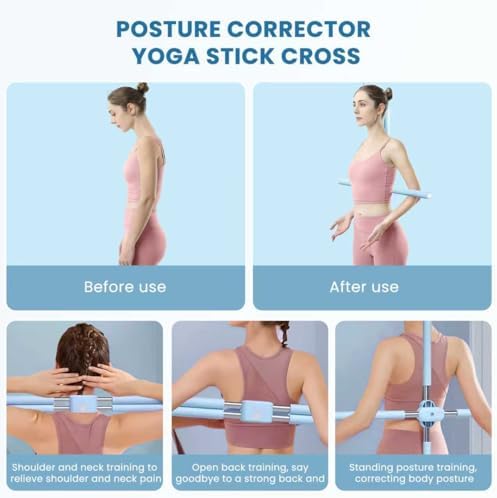 Yoga Stick, Back Cross Orthosis for Adult And Child, Foam Stainless Steel Material, Improving Hunchback and Chest Back Support, Hump Corrector Posture Corrector Stick Stretching rod(23.6-35.4in) - Image 2