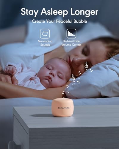 FLOWTUNE Sound Machine White Noise Machine for Baby Adults, 18 Non-looping Sounds, Timer, Memory Function, Portable Sleep Sound Therapy Gift (Peach) - Image 3
