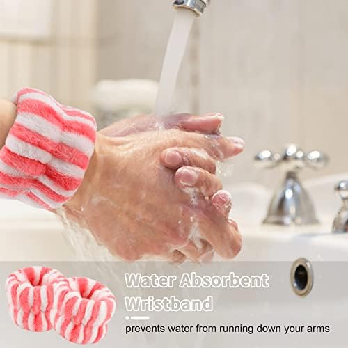 WHAVEL 6PCS Spa Headband and Wristbands Set, Face Wash Headband Wrist Bands for Washing Face Makeup Skincare Hair Band Skin Care Accessories Tools - Image 4