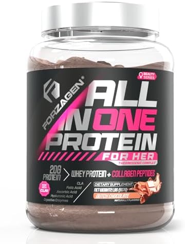 Forzagen All in One Protein for Her | Women’s Protein Powder with Multi Collagen Peptides | Hydrolyzed Collagen Supplement, Gut Health, Great for Pre & Post Workout | Dutch Chocolate, 30+ Servings by Forzagen