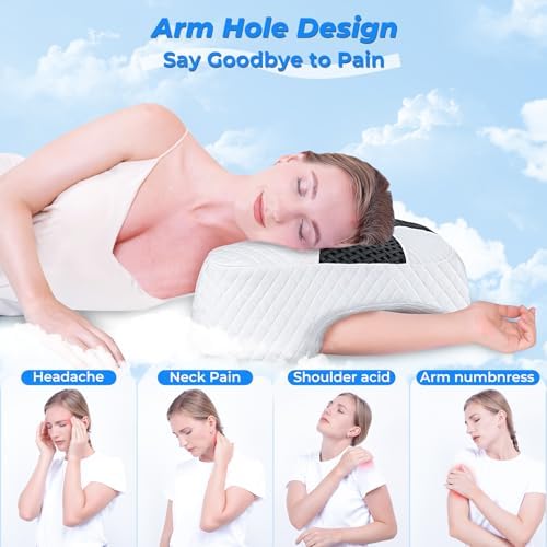 SAHEYER Side Sleeper Pillow with Arm Hole, Upgraded Memory Foam Shoulder Pillow for Neck Pain Relief, Adjustable Multi-Angle Arm Tunnels Support for Adults Pressure-Free Sleep (Black) - Image 4