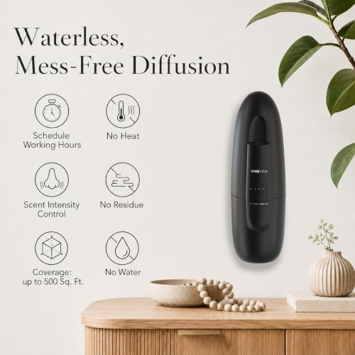 VINEVIDA Studio Plug-in Diffuser for Essential Oils - Discreet 100ml Aroma Diffuser for Home and Office - Automatic Shut-Off for 12 hrs of Continuous Fragrance (Black) - Image 3