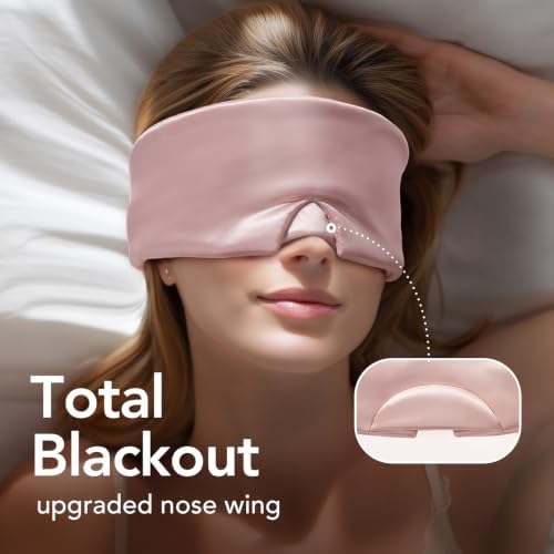 LitBear Silk Sleep Mask for Side Sleeper, Travel, Airplane, Office, Pink - Image 4