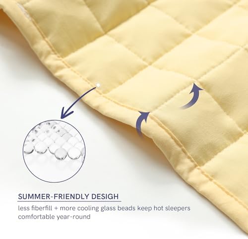 YnM 25lbs Weighted Blanket for Adults, Heavy Bed Throw Blanket with Cooling Glass Beads for All Season Use, Ideal for ~240lbs (60x80 Inches, Queen, Pastel Yellow) - Image 4