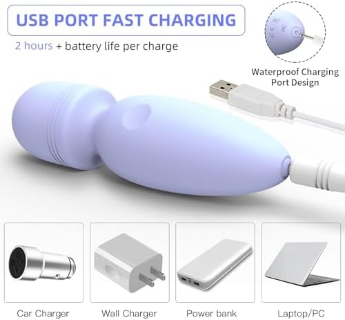 Fuwyiy Mini Massager Tools,Small Waterproof Cordless Handheld Massager with 10 Vibration Modes, Personal Handheld Massager for Back（Gray Purple） - Image 3