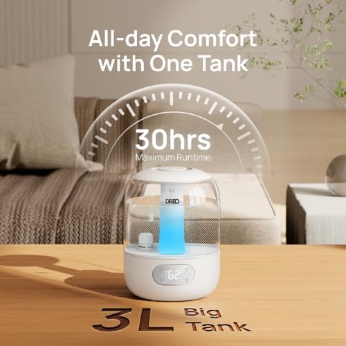DREO 3L Smart Humidifiers for Bedroom, 30H Runtime, 26 dB Quiet, Top Fill - Image 7