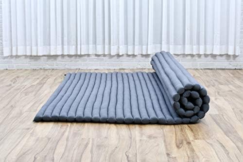 Leewadee - Foldable Floor Mattress - Japanese Roll Up Futon -Trifold Tatami Mat- Guest Floor Bed - Camping Mattress - Thai Massage Mat, Kapok Filled, 75 x 57 inches, Anthracite - Image 6